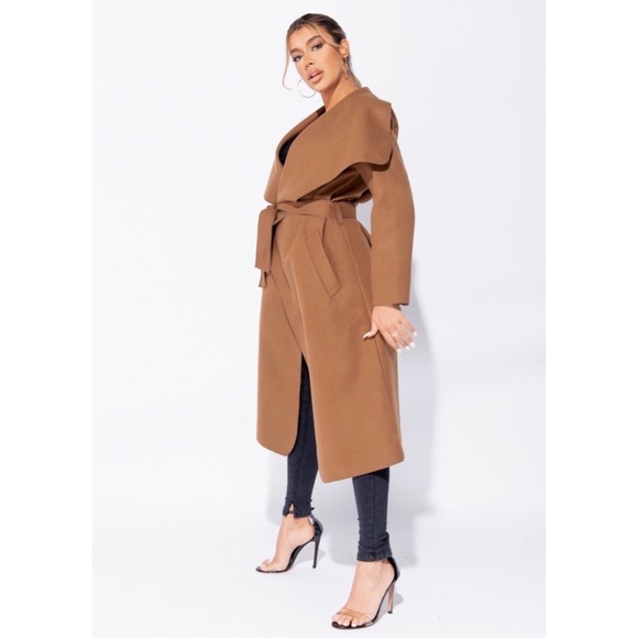 New Arrival!!! Oversized Belted Waterfall Coat - Picture 5 of 10